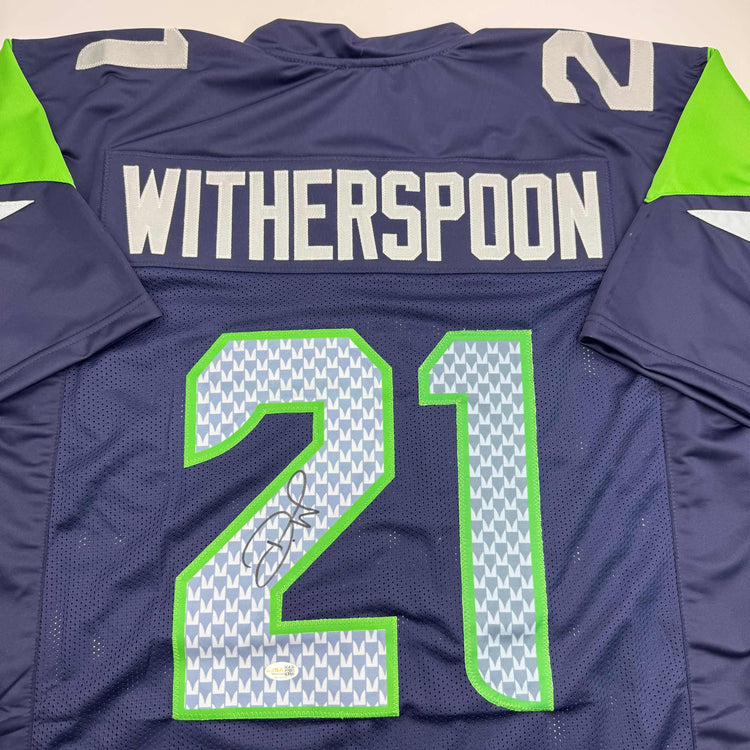 Autographed/Signed Devon Witherspoon Seattle Blue Football Jersey JSA COA