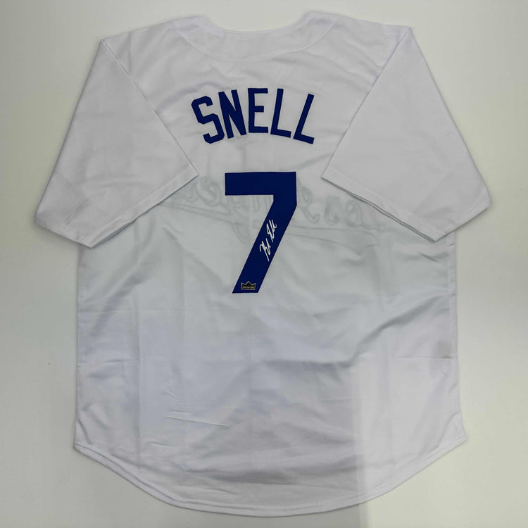 Facsimile Autographed Blake Snell Los Angeles LA White Reprint Laser Auto Baseball Jersey Size Men's XL