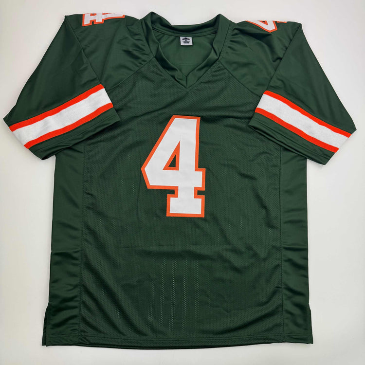 Autographed/Signed Rueben Bain Jr. Miami Green College Football Jersey Beckett BAS COA