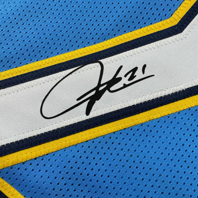 Facsimile Autographed LaDainian Tomlinson Los Angeles LA Powder Blue Reprint Laser Auto Football Jersey Size Men's XL