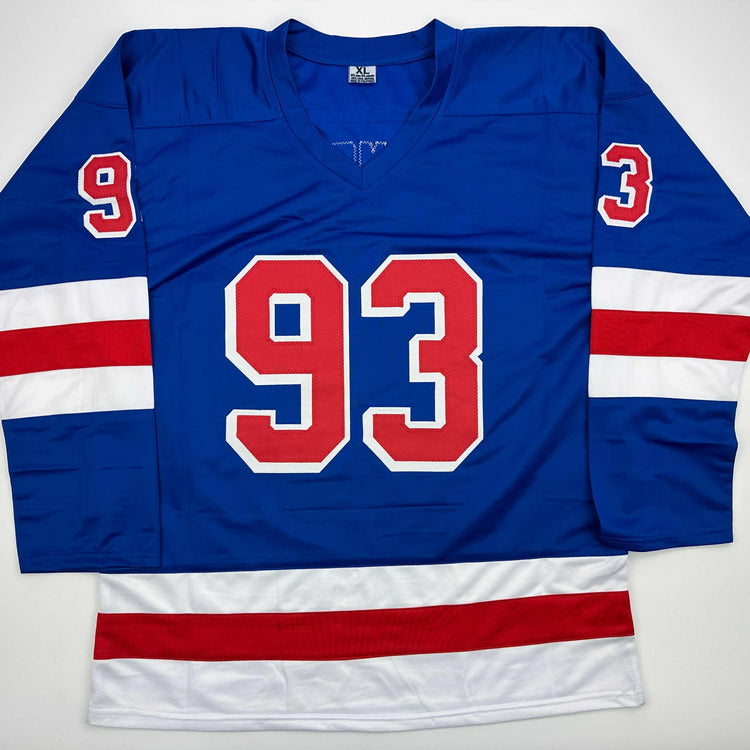 Facsimile Autographed Mika Zibanejad New York Blue Reprint Laser Auto Hockey Jersey Size Men's XL