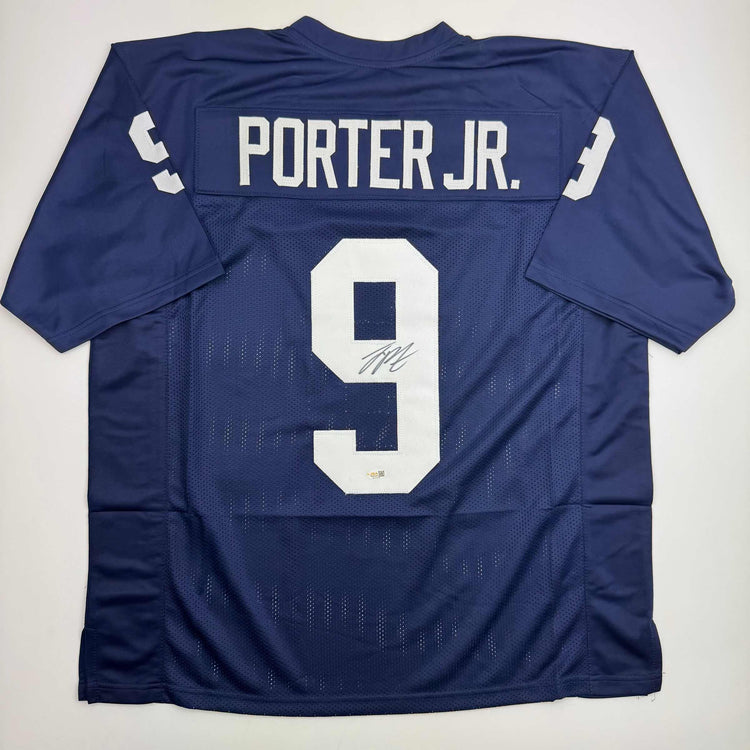 Autographed/Signed Joey Porter Jr. Penn State Blue College Football Jersey Beckett BAS COA