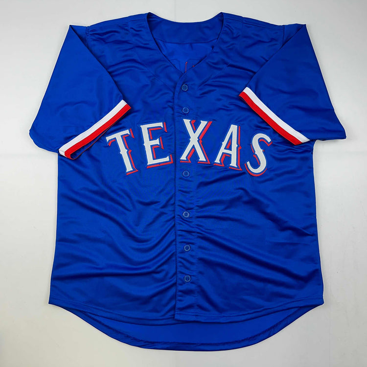 Facsimile Autographed Adolis Garcia Texas Blue Reprint Laser Auto Baseball Jersey Size Men's XL