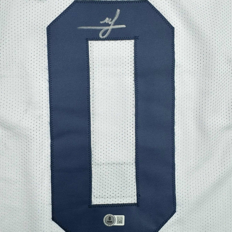 Autographed/Signed Mike Sainristil Michigan White College Football Jersey Beckett BAS COA