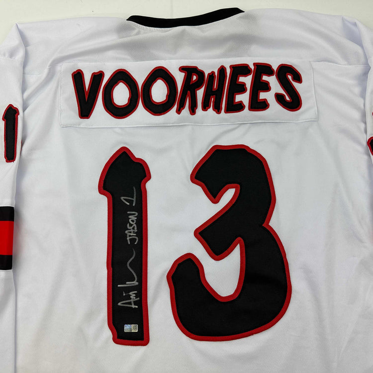 Autographed/Signed Ari Lehman Jason Voorhees Friday The 13th White Movie Jersey Steiner CX COA