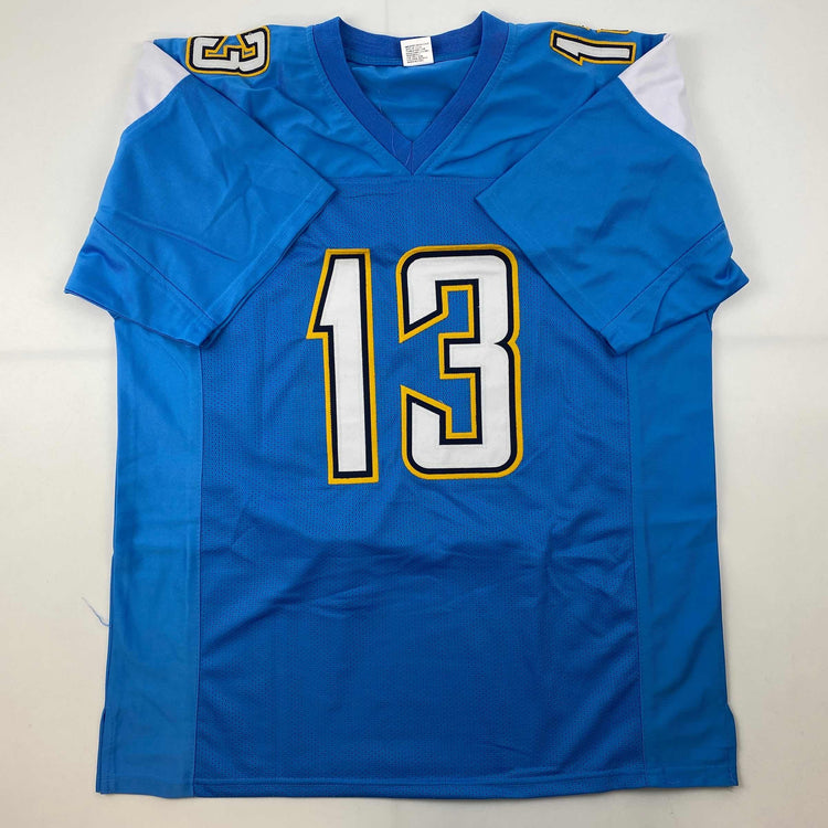 Facsimile Autographed Keenan Allen Los Angeles LA Powder Blue Reprint Laser Auto Football Jersey Size Men's XL
