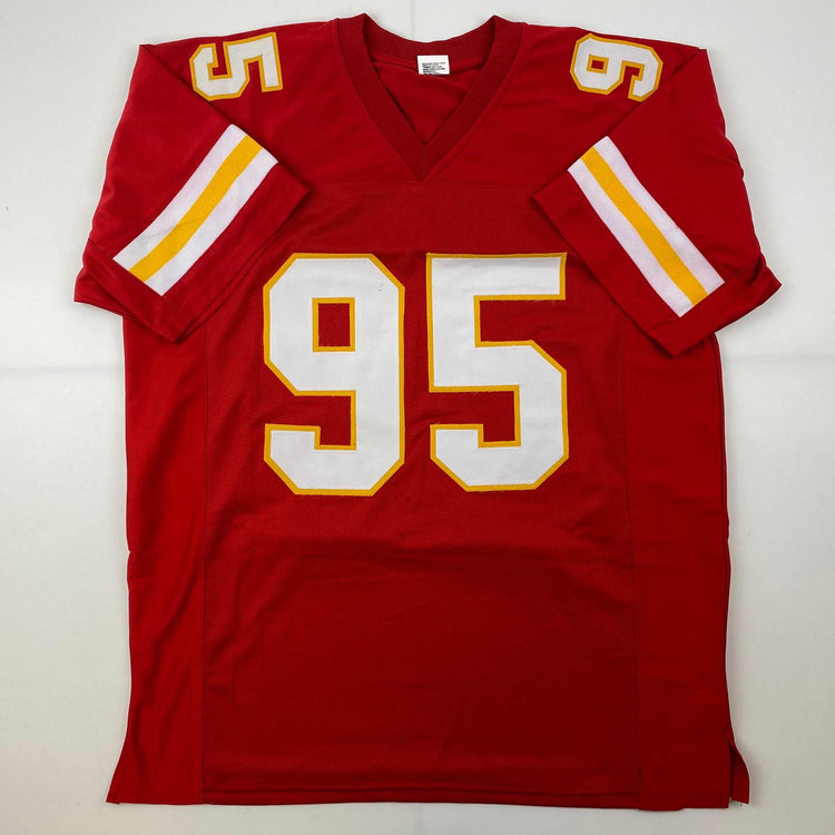 Facsimile Autographed Chris Jones Kansas City Red Reprint Laser Auto Football Jersey Size Men's XL