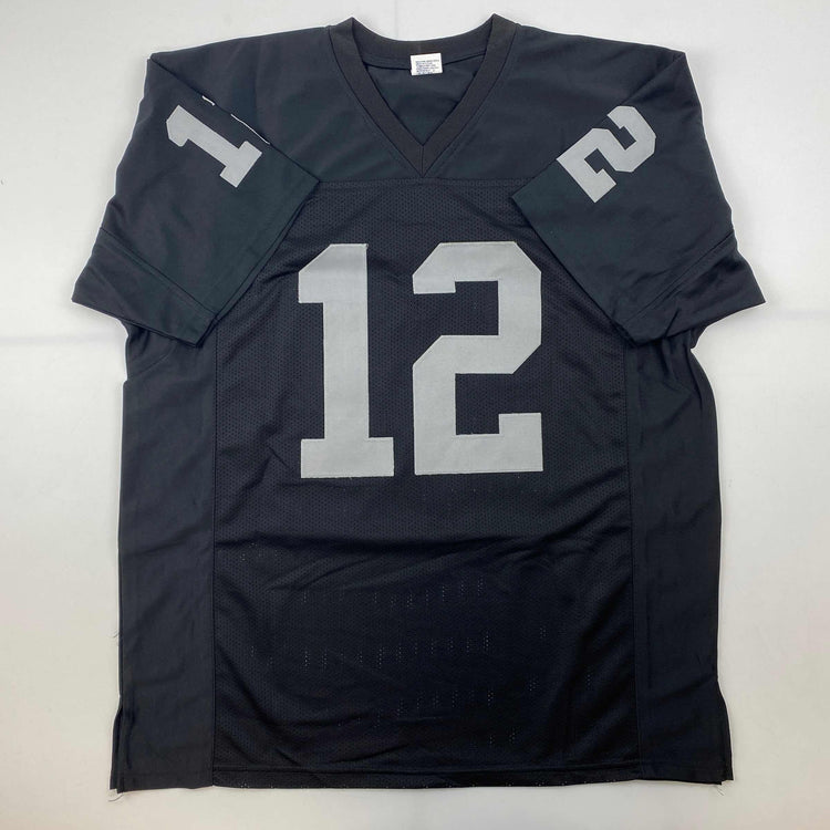 Facsimile Autographed Ken Stabler Oakland Las Vegas Black Reprint Laser Auto Football Jersey Size Men's XL