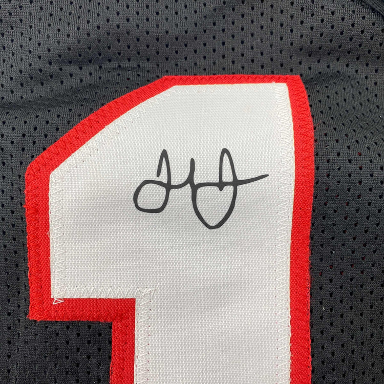 Facsimile Autographed Julio Jones Atlanta Black Retro Reprint Laser Auto Football Jersey Size Men's XL
