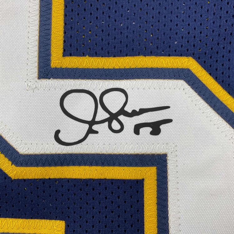 Facsimile Autographed Junior Seau San Diego Dark Blue Reprint Laser Auto Football Jersey Size Men's XL
