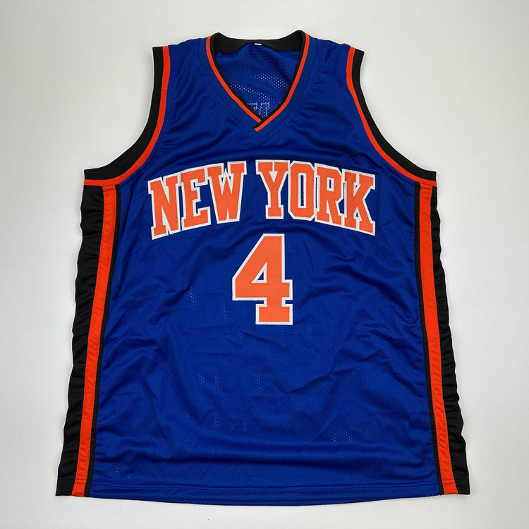 Autographed/Signed Nate Robinson New York Blue Basketball Jersey Beckett BAS COA