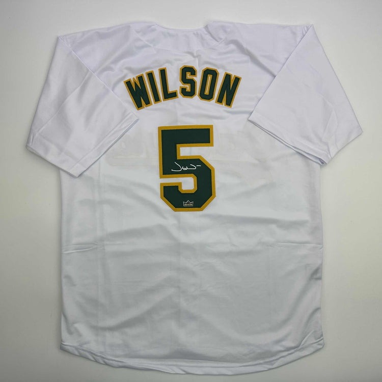 Facsimile Autographed Jacob Wilson Oakland White Reprint Laser Auto Baseball Jersey Size Men's XL