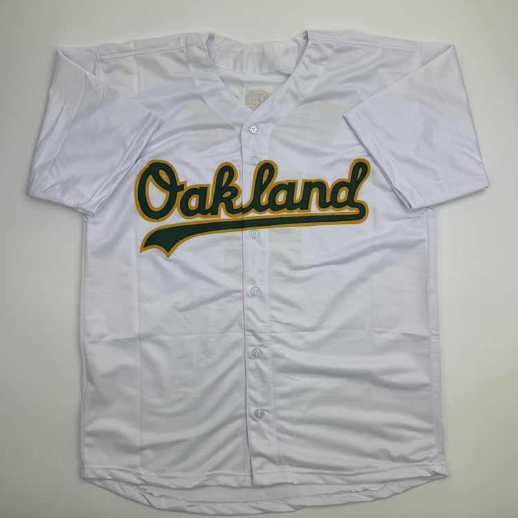 Facsimile Autographed Jacob Wilson Oakland White Reprint Laser Auto Baseball Jersey Size Men's XL