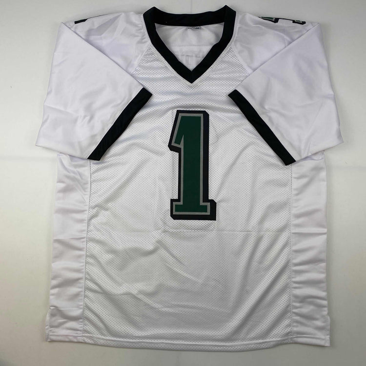 Facsimile Autographed Jalen Hurts Philadelphia White Reprint Laser Auto Football Jersey Size Men's XL