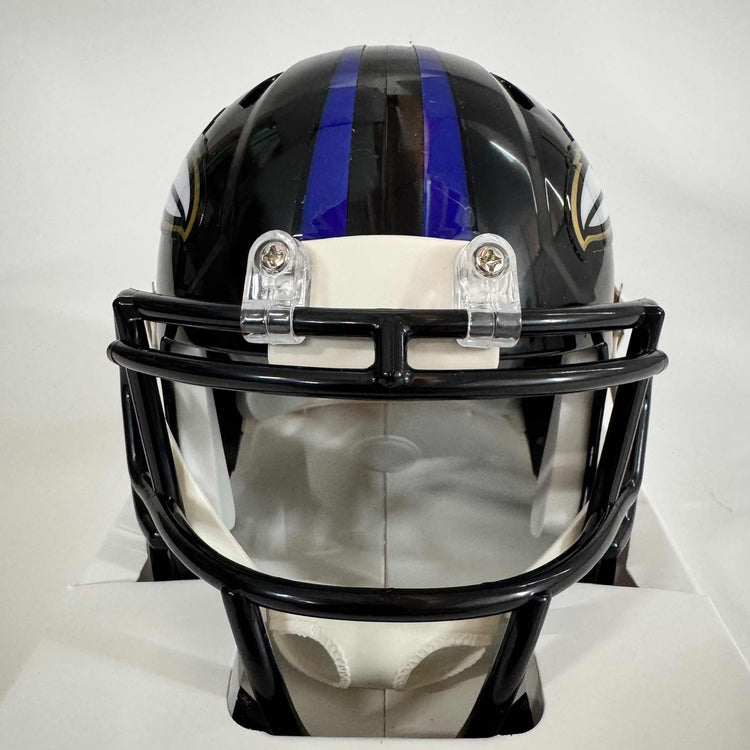 Autographed/Signed Justin Tucker Baltimore Ravens Mini Football Helmet Beckett BAS COA