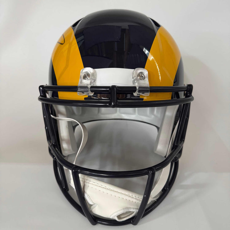 Autographed/Signed Aaron Donald Los Angeles Rams Eclipse Full Size F/S Football Helmet JSA COA