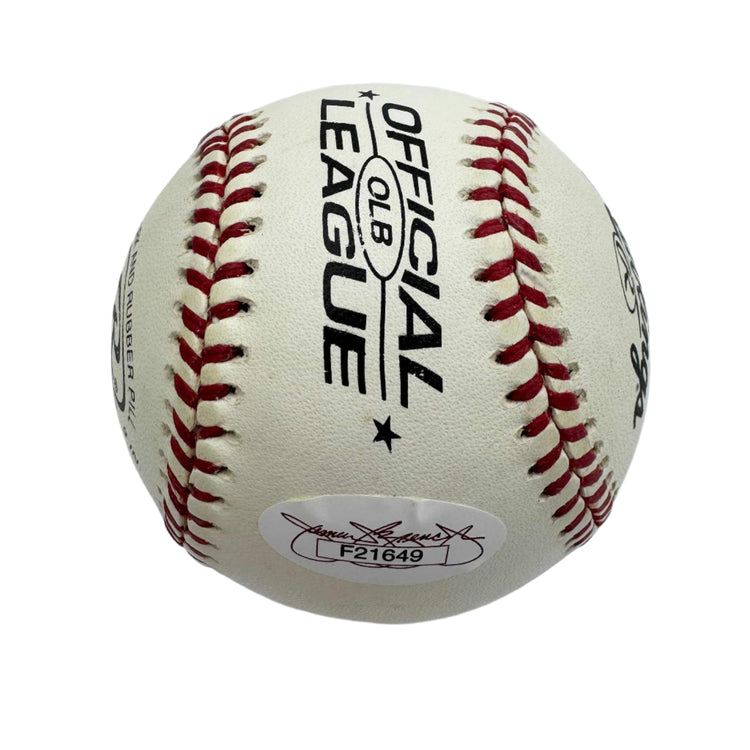 Autographed/Signed Hank Aaron Rawlings Official League Baseball JSA COA