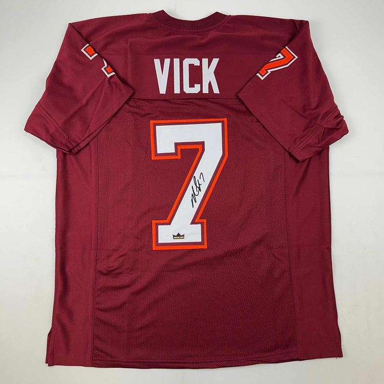 Facsimile Autographed Michael Mike Vick Virginia Tech Maroon Reprint Laser Auto College Football Jersey Size Men's XL