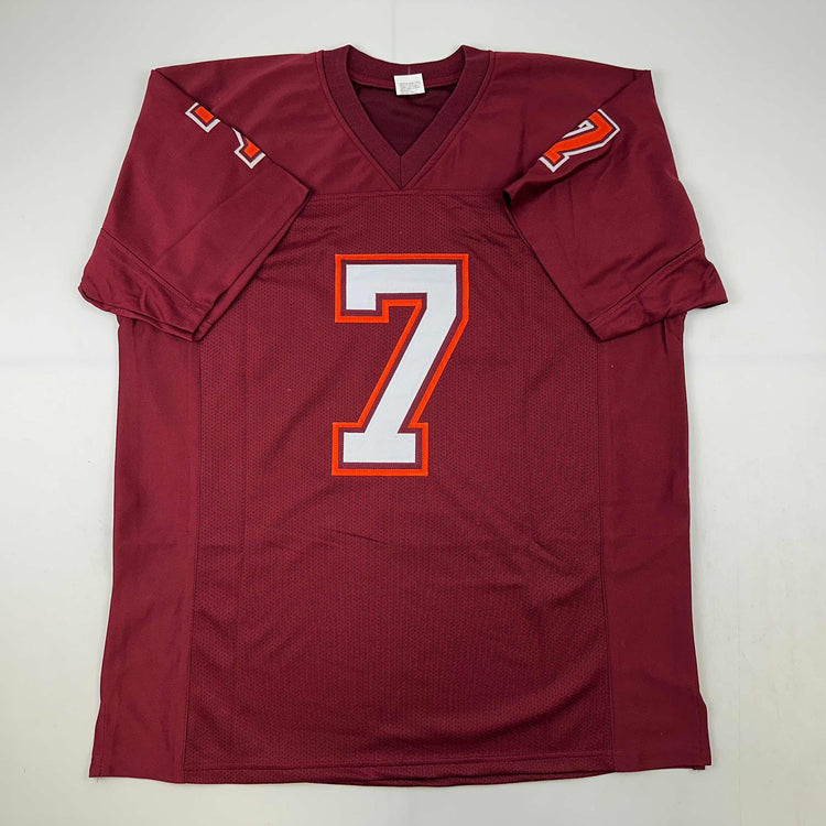 Facsimile Autographed Michael Mike Vick Virginia Tech Maroon Reprint Laser Auto College Football Jersey Size Men's XL
