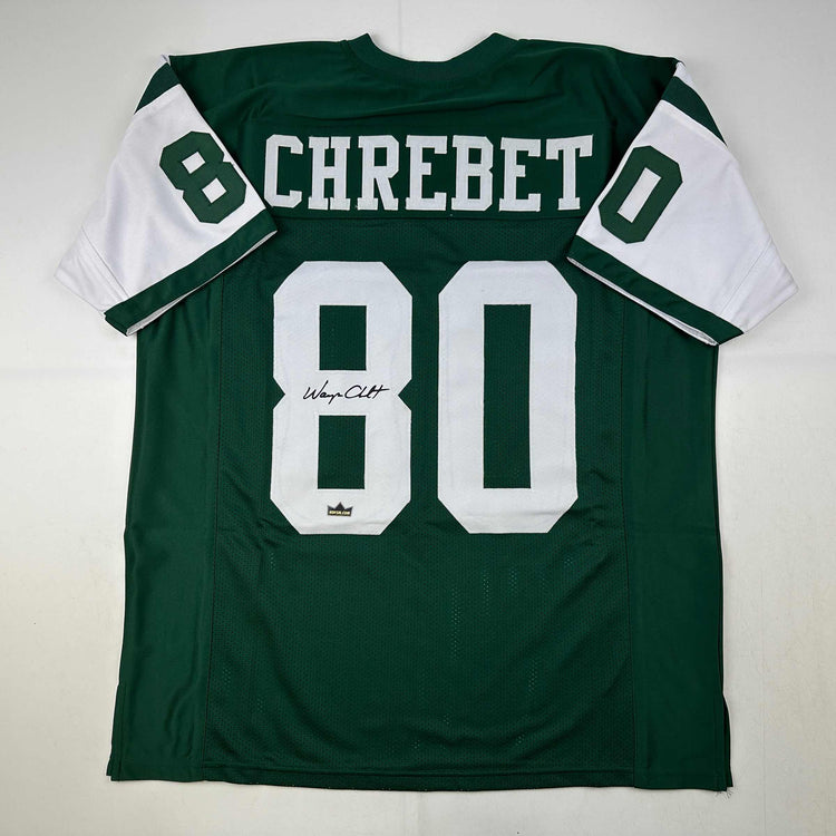 Facsimile Autographed Wayne Chrebet New York Green Reprint Laser Auto Football Jersey Size Men's XL