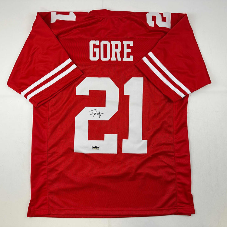 Facsimile Autographed Frank Gore San Francisco Red Reprint Laser Auto Football Jersey Size Men's XL