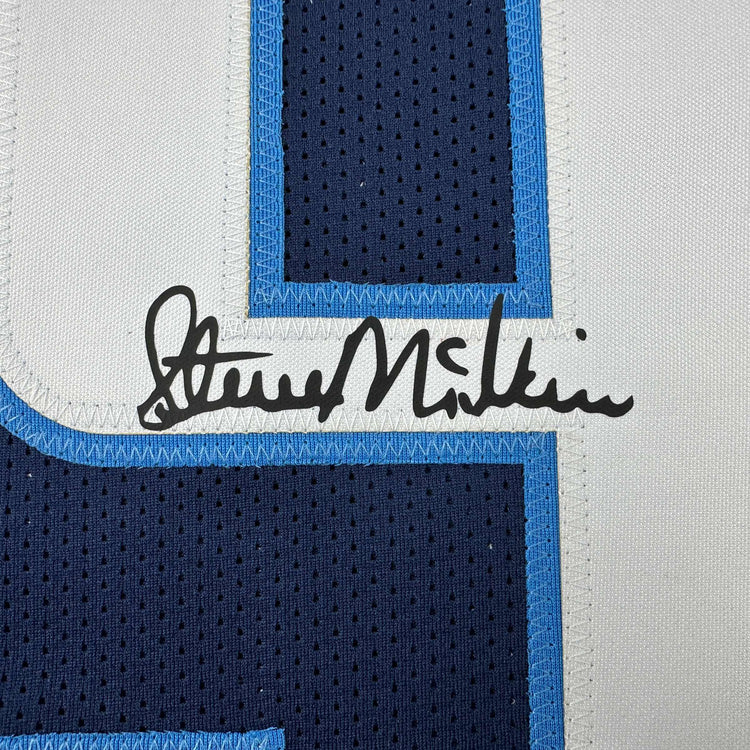 Facsimile Autographed Steve McNair Tennessee Navy Blue Reprint Laser Auto Football Jersey Size Men's XL