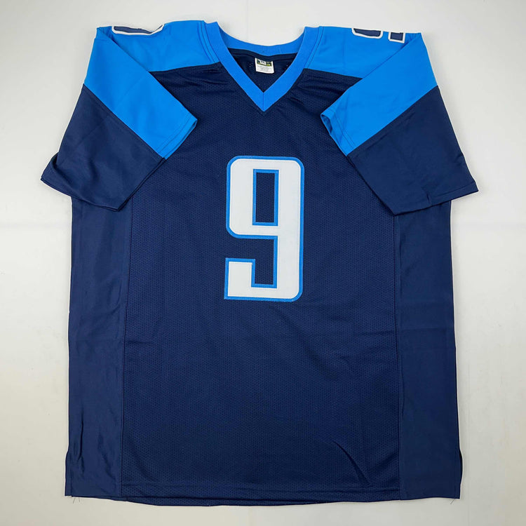 Facsimile Autographed Steve McNair Tennessee Navy Blue Reprint Laser Auto Football Jersey Size Men's XL