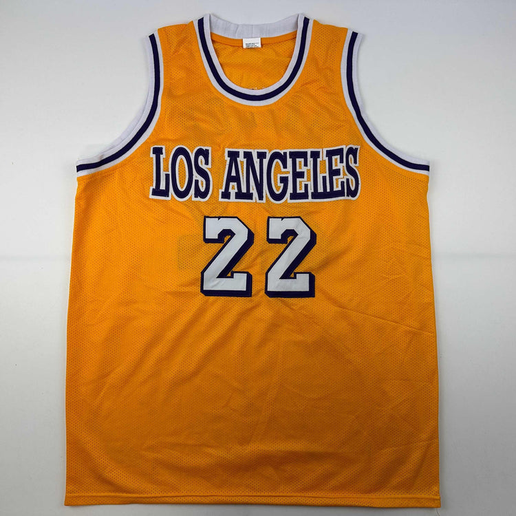 Facsimile Autographed Elgin Baylor Los Angeles LA Yellow Reprint Laser Auto Basketball Jersey Size Men's XL
