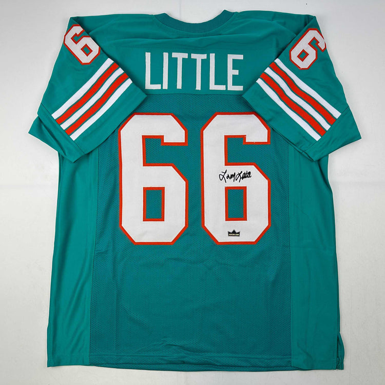 Facsimile Autographed Larry Little Miami Teal Reprint Laser Auto Football Jersey Size Men's XL