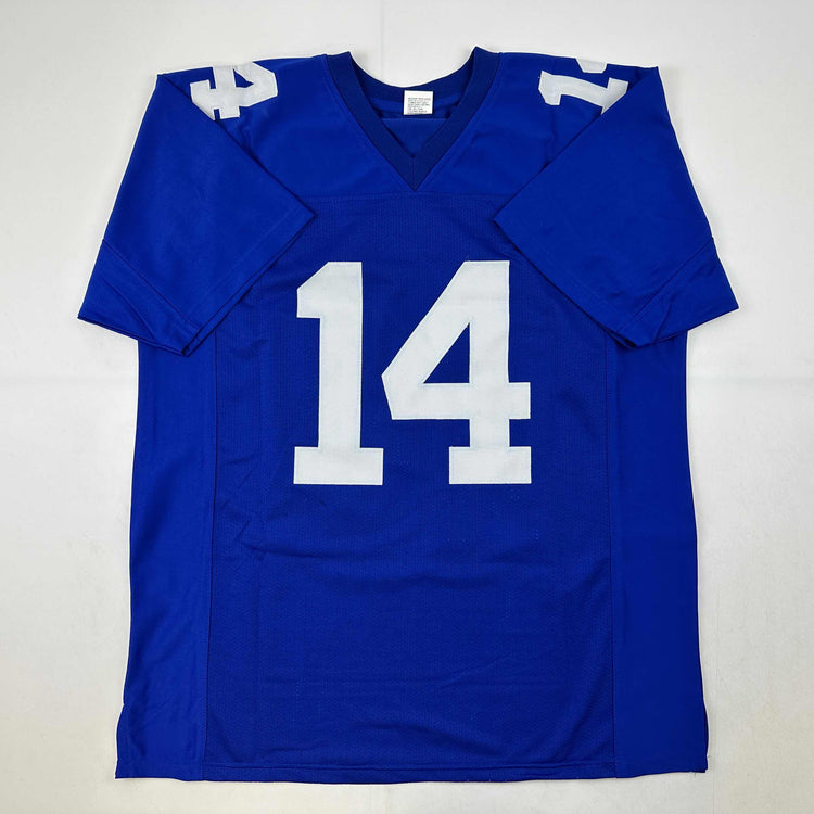 Facsimile Autographed Y.A. YA Tittle New York Blue Reprint Laser Auto Football Jersey Size Men's XL