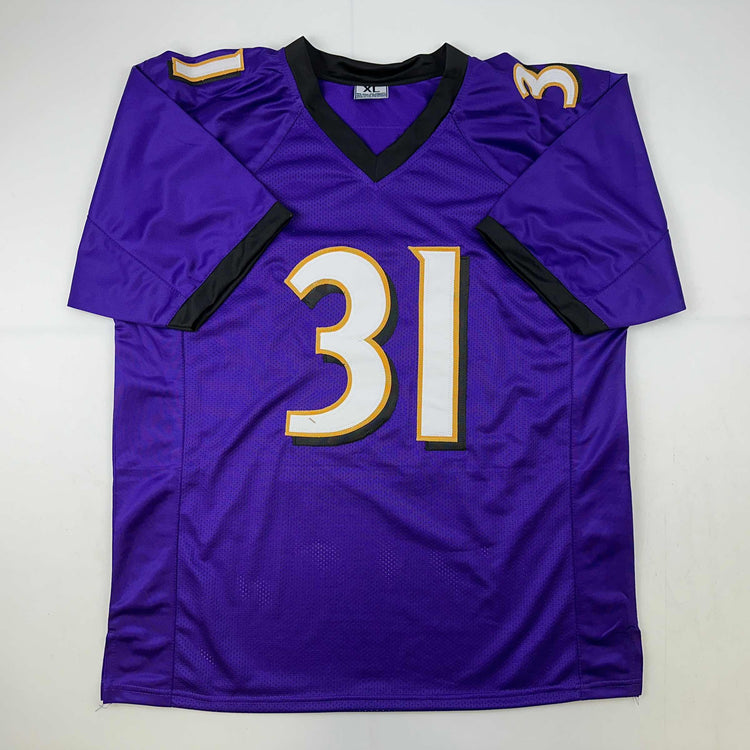 Facsimile Autographed Jamal Lewis Baltimore Purple Reprint Laser Auto Football Jersey Size Men's XL