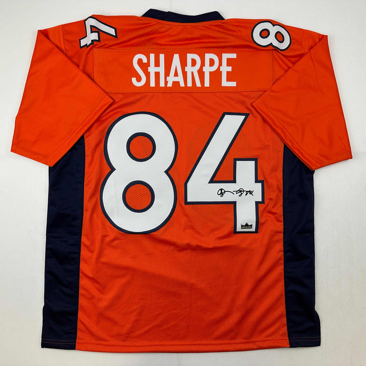 Facsimile Autographed Shannon Sharpe Denver Orange Reprint Laser Auto Football Jersey Size Men's XL