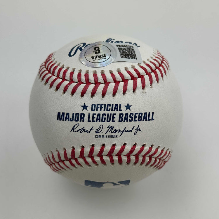 Autographed/Signed Dwight Doc Gooden 86 WSC Rawlings Official Major League ROML Baseball Beckett BAS COA