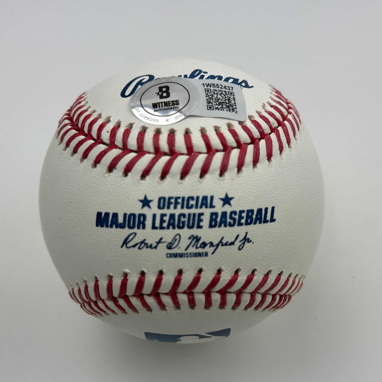 Autographed/Signed Jose Canseco Rawlings Official Major League Baseball ROML Beckett BAS COA