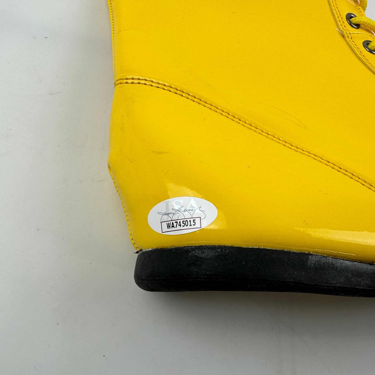 Autographed/Signed Hulk Hogan Yellow WWE WWF Wrestling Boot/Shoe JSA COA Auto