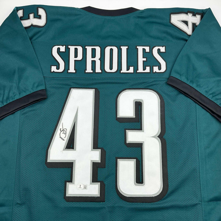 Autographed/Signed Darren Sproles Philadelphia Green Football Jersey Beckett BAS COA