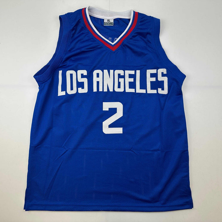 Facsimile Autographed Kawhi Leonard Los Angeles LA Blue Reprint Laser Auto Basketball Jersey Size Men's XL