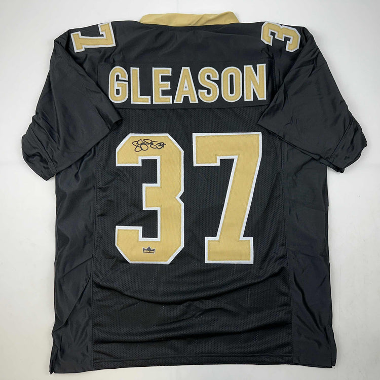 Facsimile Autographed Steve Gleason New Orleans Black Reprint Laser Auto Football Jersey Size Men's XL