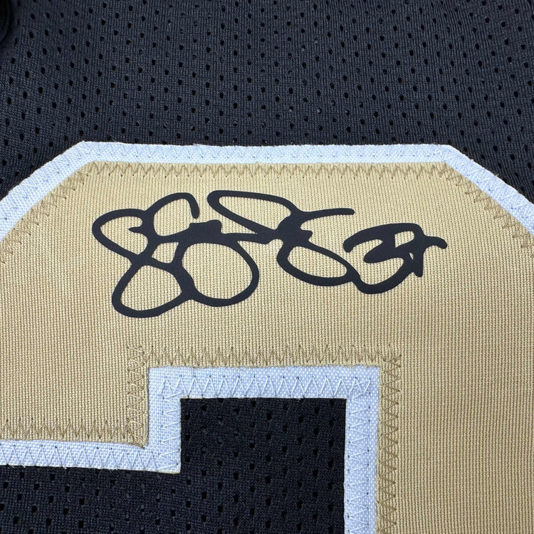 Facsimile Autographed Steve Gleason New Orleans Black Reprint Laser Auto Football Jersey Size Men's XL