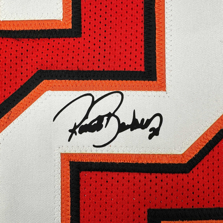 Framed Facsimile Autographed Ronde Barber 35x39 Tampa Bay Red Reprint Laser Auto Football Jersey