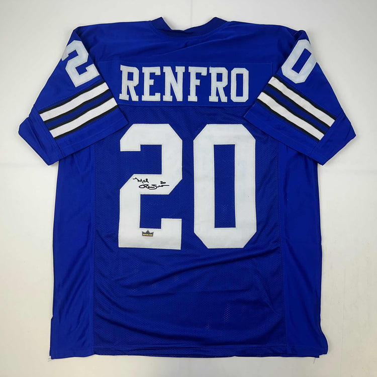 Facsimile Autographed Mel Renfro Dallas Blue Reprint Laser Auto Football Jersey Size Men's XL