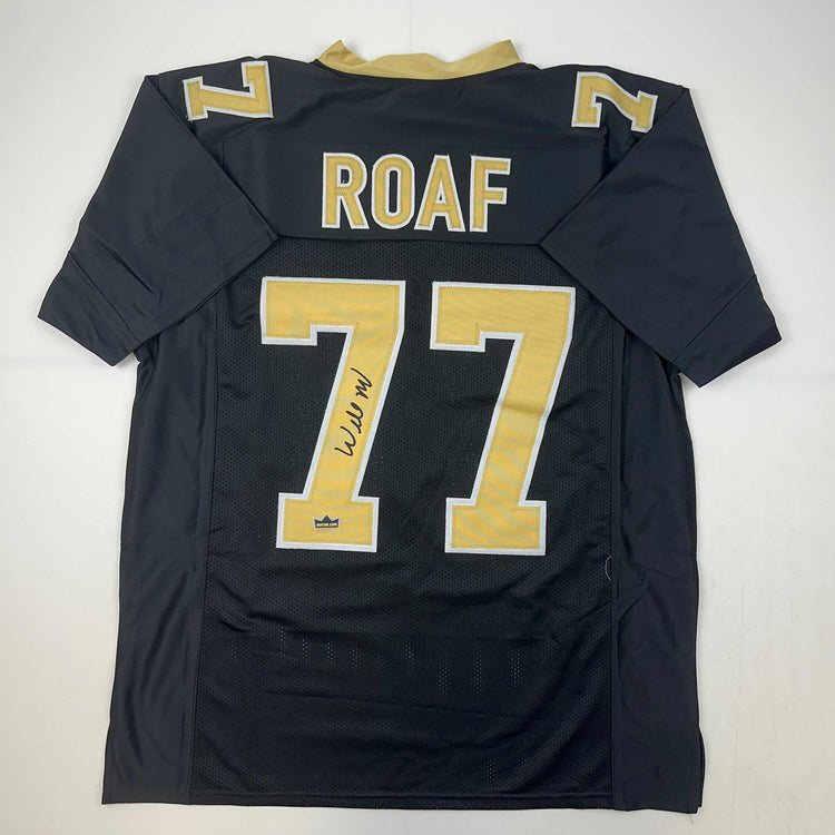 Facsimile Autographed Willie Roaf New Orleans Black Reprint Laser Auto Football Jersey Size Men's XL