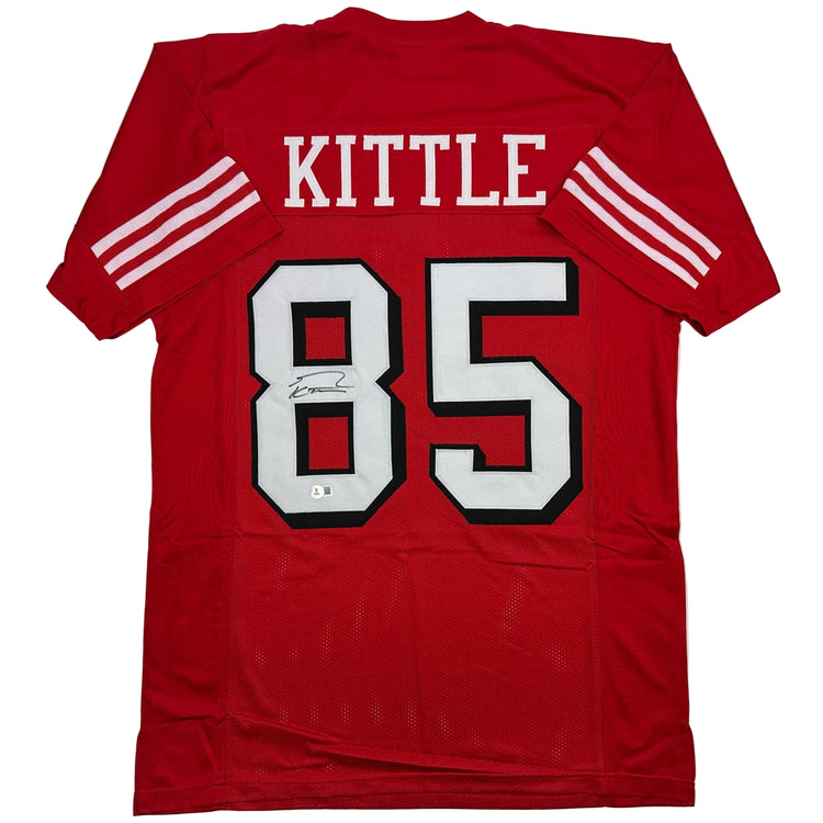 Autographed/Signed George Kittle San Francisco Red Alternate Football Jersey Beckett BAS COA