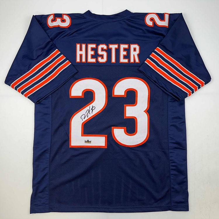 Facsimile Autographed Devin Hester Chicago Blue Reprint Laser Auto Football Jersey Size Men's XL