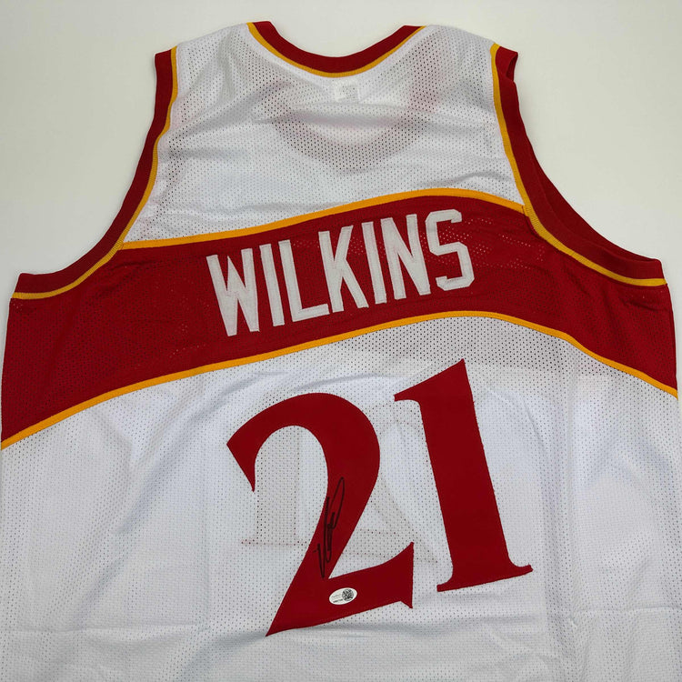 Autographed/Signed Dominique Wilkins Atlanta White Basketball Jersey JSA COA