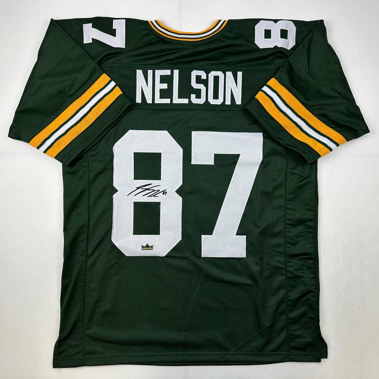 Facsimile Autographed Jordy Nelson Green Bay Green Reprint Laser Auto Football Jersey Size Men's XL