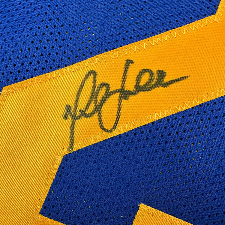 Autographed/Signed Marshall Faulk St. Louis Blue Football Jersey Beckett BAS COA