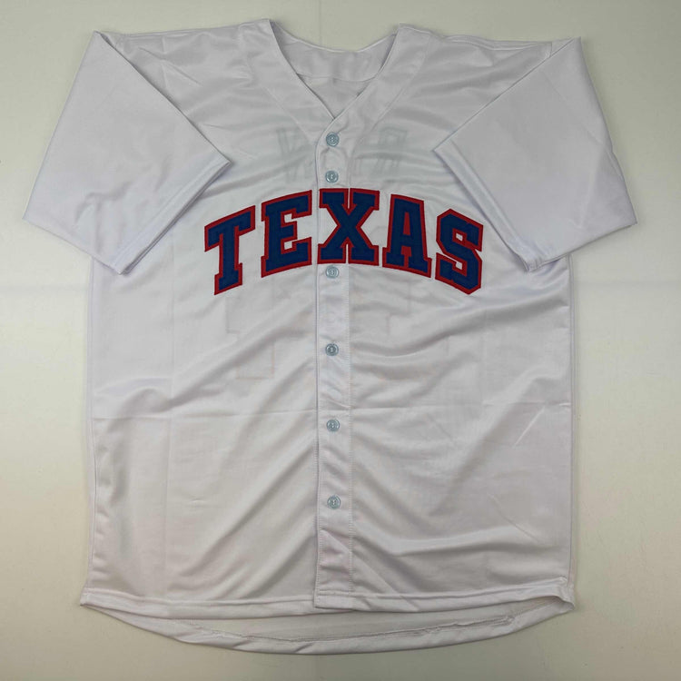 Facsimile Autographed Nolan Ryan Texas White Reprint Laser Auto Baseball Jersey Size Men's XL