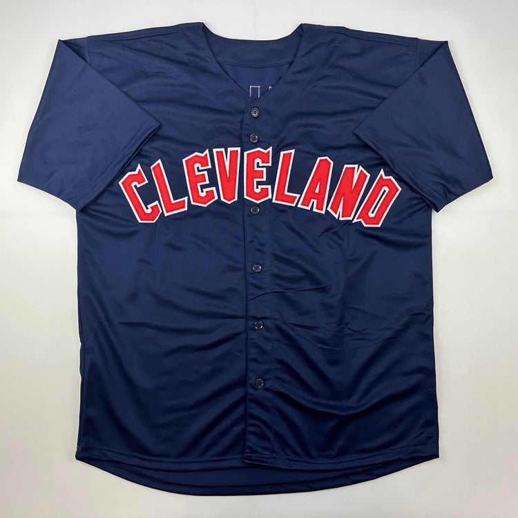 Facsimile Autographed Jose Ramirez Cleveland Blue Reprint Laser Auto Baseball Jersey Size Men's XL