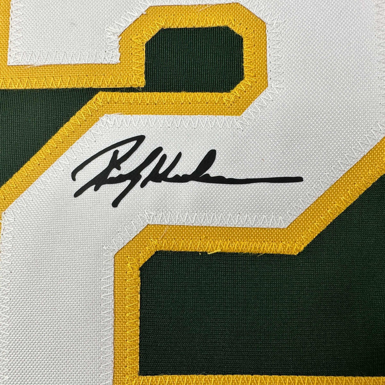 Facsimile Autographed Rickey Henderson Oakland Green Reprint Laser Auto Baseball Jersey Size Men's XL